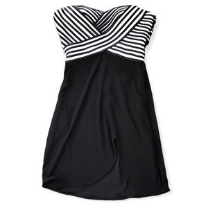 La Femme Strapless Mini Dress Black & White Prom Party Size 4 & Matching Wallet